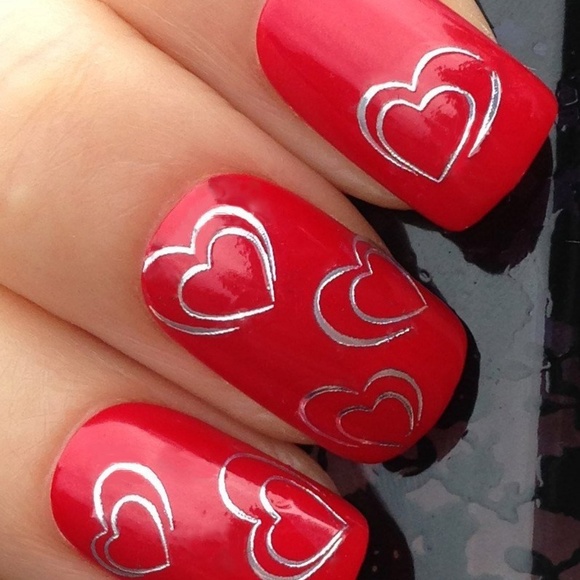 Double Heart - Nail Art Decal- Blue63 - Picture 2 of 4